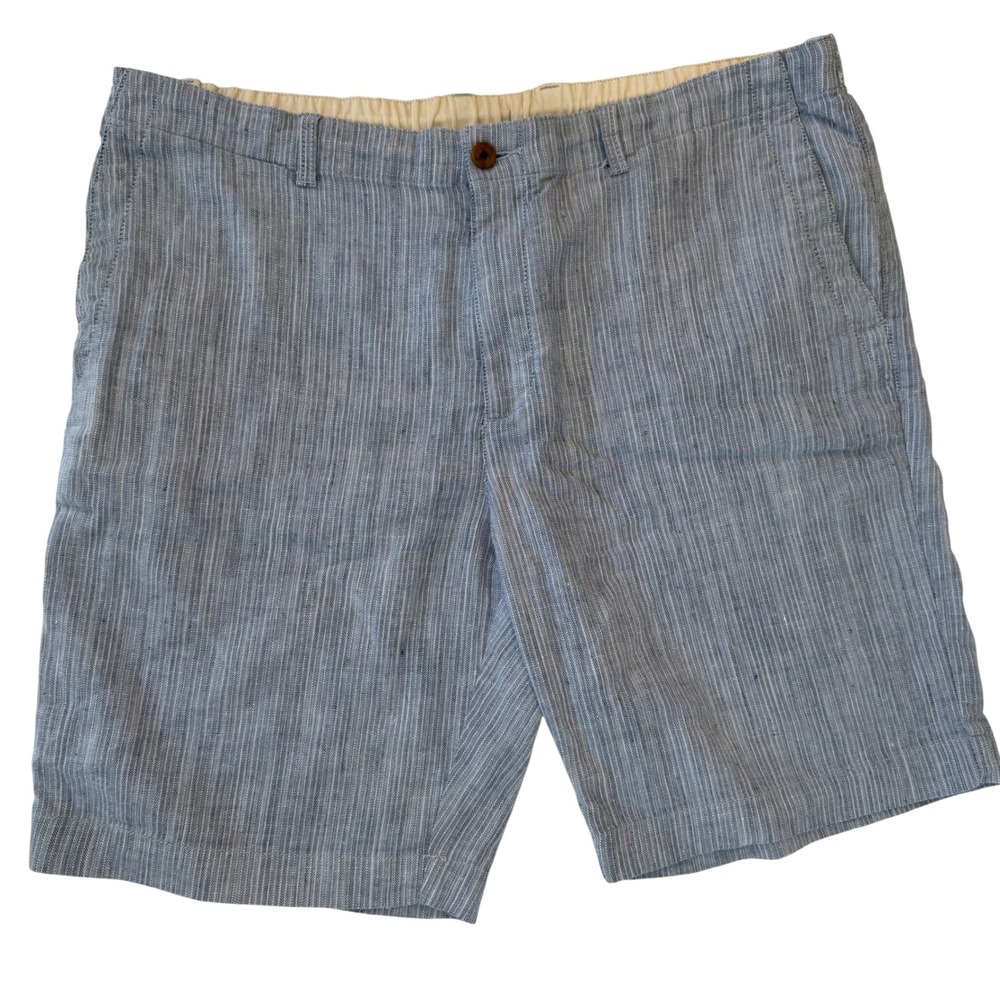 Tommy Bahama Striped Linen Shorts 9" Men's XXL‎ Blue White Preppy Coastal